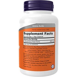 L-Glutamina de NOW  Suplemento  Aminocido que Favorece un Balance Saludable de Nitrgeno  500 mg  120 Cpsulas                                          