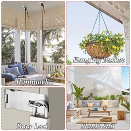 PUERHUACI 10 Stück Augplatte Edelstahl,Augplatte Mit Ose,M6 Edelstahl Deckenhaken für Aufhängung Hängesessel,Hängematte,Boxsack