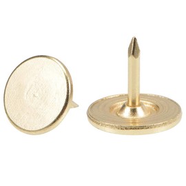 TA-VIGOR 150Pcs Heavy Duty Flat Head Push Pins, Decorative Thumb Tacks for Wall, Furniture Cork Board & Bulletin Board – 11mm x 10mm Upholstery Tacks for Home Office & DIY Use, Gold