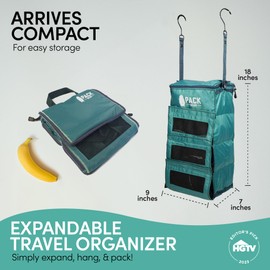 Pack Gear Hanging Luggage Organizer - Our Carry On Closet Insert Fits inside easily - Our Hanging Luggage Organizer Uses Velcro to Allow Instant Access to your Clothes (Mesh Green, Carry-On Size)