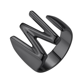 GoldChic Women's Ring Copper Letter Ring Open Adjustable Initial Alphabet A-Z Ring for Engagement Ring Wedding Ring in Silver/Gold/Black Ring Size 51.8 (16.5) - 62.1 (19.8), Copper, No Gemstone