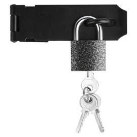 Stainless Steel Padlock Hasp, Door Hasp Latch Locks, Padlock Latch Gate Door Locks Hasp Latches, Heavy Duty Hasp Lock Latch with Lock Key for Cabinet Closet Shed Door Lock Hasp Latch Catch (1, Black)