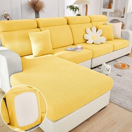 Jonuiony Universal Sofa Slipcover, 2024 New Wear-Resistant Sofa Cover, L Shape Sectional Couch Covers, Separate Cushion Couch Chaise Cover, High Stretch Furniture Protector (A-Yellow,Chaisecover)