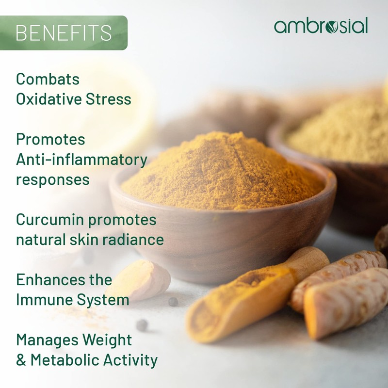 Ambrosial Curcumin Turmeric and Black Pepper Capsules with Ginger |