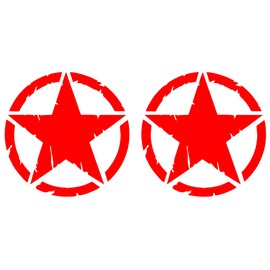 Destroyed Military Star Sticker US Army - Shapes Kit Pack - 2 Pieces - 4x4 Offroad Car Motorcycle - Various Sizes 5 10 15 20 25 30 cm - Made in Italy (5 cm, Red)