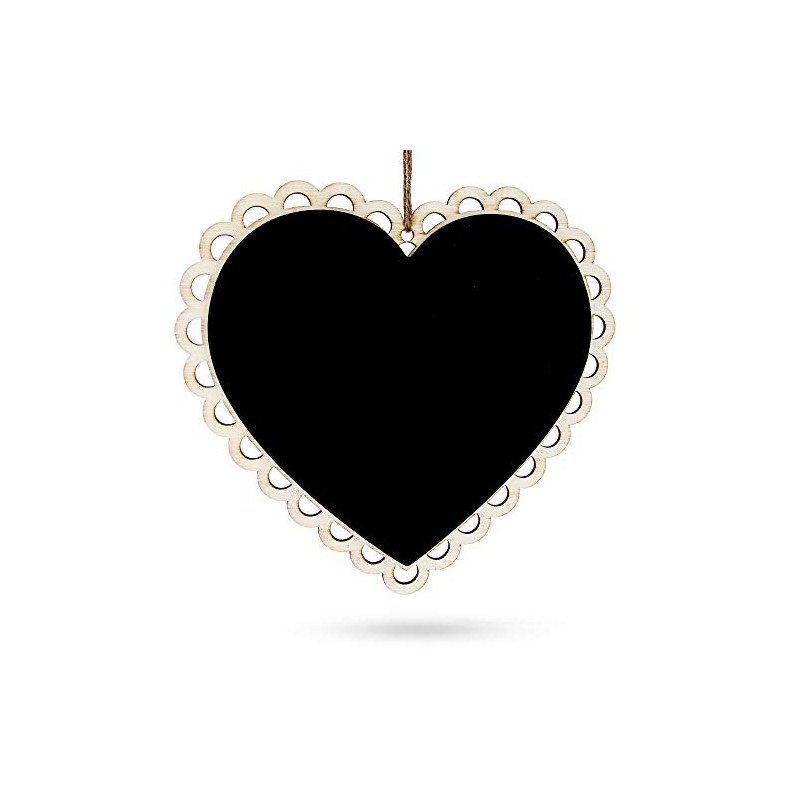 BestPysanky Heart Shape Blackboard, Erasable Hanging Chalkboard- Sign Display Board
