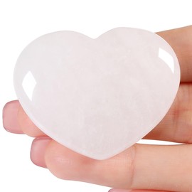 AWARDSEN 45mm Large Rock Crystal Heart Crystals Gemstones Gifts for Women, White Nature Gemstone Large Reiki Gemstones for Wiccan Supplies