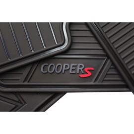 Floor Mats for Mini Cooper F55 Hardtop 4 Door, F56 Hardtop 2 Door & F57 Convertible (Set of 2 Front Mats) OEM Genuine - All Weather -(2014,2015,2016,2017,2018,2019,2020,2021,2022,2023,2024) Black