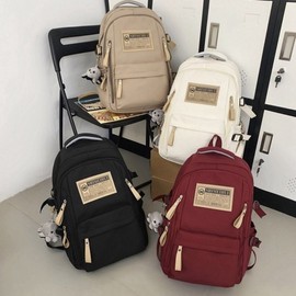 Student casual bag couple patch backpack new semester beige