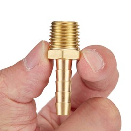 Litorange 8 PCS Solid Brass Pipe Fitting and Air Hose End Fitings 1/4" Barb x 1/4" NPT Male Thread Pipe Adapter