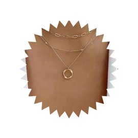 Aneneiceera Vintage Layered Circle Choker Necklace Gold Hollow Circle Pendant Necklace Irregular Circle Necklace Punk Paperclip Chain Necklace Jewelry for Women
