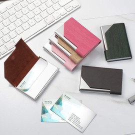 FACATH Business Card Holder for Women and Men, Business Card Case - PU Leather Business Card Case Credit Card ID Case/Wallet Pocket Business Name Card Holder with Magnetic Shut - Keep Cards Secure