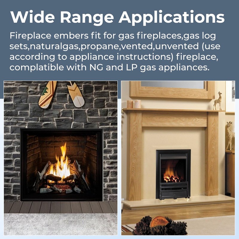 TOSRWGLL Gas Fireplace Glowing Embers,Rock Wool Embers for Indoor Gas