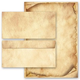 Letter Paper Set, 40 Pieces Old Paper, Antique & History, 20 Sheets of Writing Paper + 20 Matching Envelopes DIN Long without Window Paper-Media