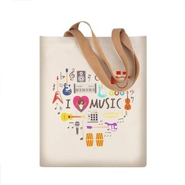 Hiler Punk Reusable Music Tote Shopping Bags Shopping Bag Music Teaching Training Handbag Outdoor Travel Shoulder Bag, Musical Instrument Pattern