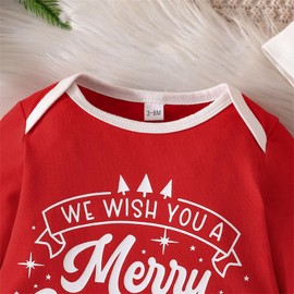 Yaopelky My 1st Christmas Outfit with Hat Newborn Baby Romper Baby Boy Girl Merry Christmas Clothes Infant One-Piece Jumpsuit (Red, 0-3 Months)