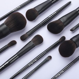 EVRCHGIEA Makeup Brush Sets, 12 PCS Wood Handle Soft Synthetic Fiber Hair Makeup Set,Premium Synthetic Foundation Blending Blush Concealer Eye Shadow Makeup Brush Set (black 12pcs)