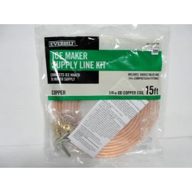 Everbilt 1/4in 15ft Ice Maker Supply Line Kit + Saddle Valve & 14" Comp Fittings