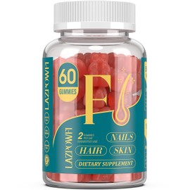 Lazpowfi Biotin Gummies for Hair, Skin and Nails - Hair Vitamins for Men & Women, 10,000mcg Max Strength Vitamin B7 for Hair Growth and Stronger Nails,60 Counts - Strawberry Falvor-035