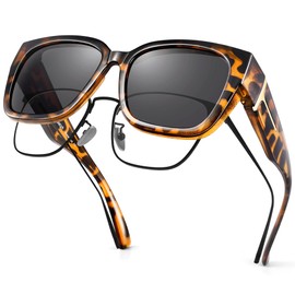 URUMQI Sunglasses for Glasses Wearers Women's UV400 Protection Anti-Glare Over-Top Sunglasses Polarised Sunglasses Fit Over Glasses Ultra Light Cat's Eye Frame, B04 Glossy Tortoiseshell Frame/Grey