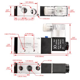 Heschen 4V210-08 12VDC PT1/4 5-Way 2-Position CE Electric Pneumatic Solenoid Valve