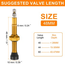 sourcing map 2pcs Tubeless Valve Stems 48mm Aluminum Alloy Tubeless Valve Super Light No Leak Durable Valve Stem Caps Multiple Color & Size Fit Most Bicycle Tubeless Rims Pair, Yellow