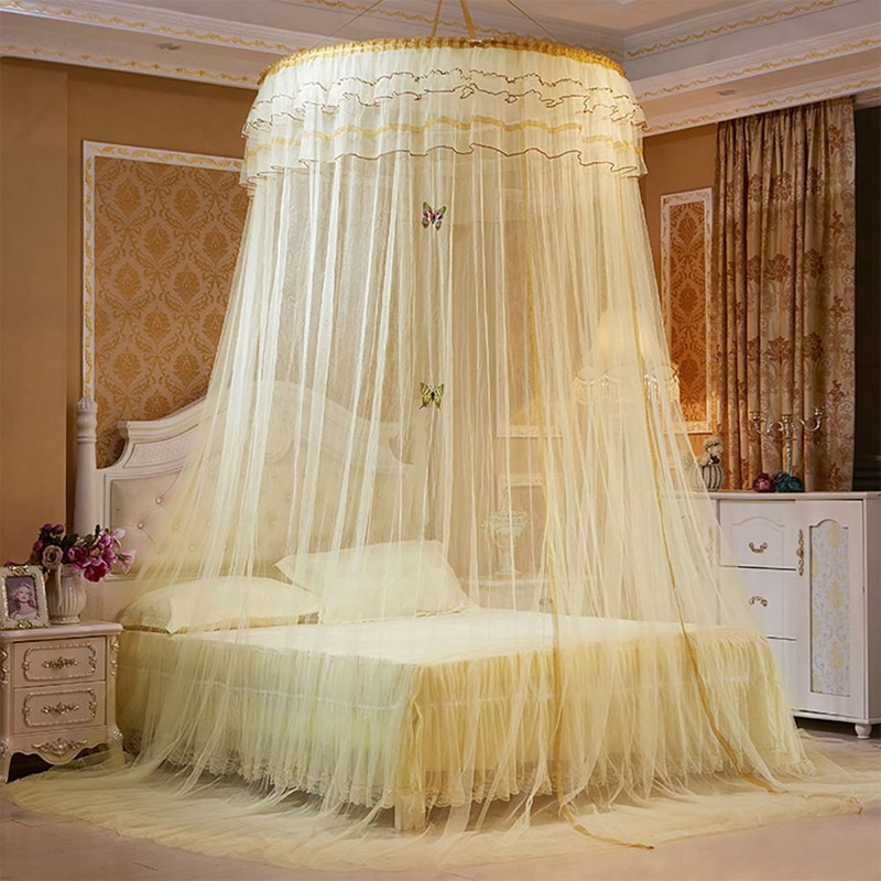 Breathable Round Canopy Lace Princess Style Mosquito Net Bed Curtain