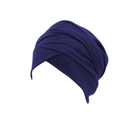 Ever Fairy - Bufanda de turbante para la cabeza, para mujer africana, suave, larga, chal, bohemio, cinta elástica para la cabeza, marino, Talla única