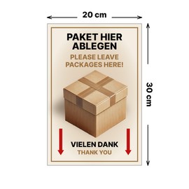 Sign "Pakete hier abgen" 30 x 20 cm Aluminium / Dipond Parcel Box Sign Leave Packages Here