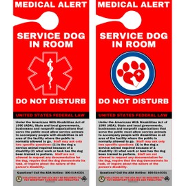 Laminated/Sturdy/Double Sided/Service Dog Door Hanger, Service Animal ADA INFO Hanger ID Card, Service Dog Sign (SDDH-112) Quantity (2)