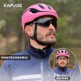 KAPVOE Photochromic Frameless Cycling Glasses for Men Women Running Sport Sunglasses UV Protection Driving Mountain MTB