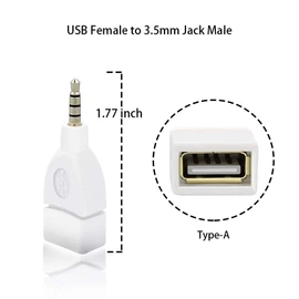 Blacell USB Female to 3.5mm Jack Male Audio Converter Adapter (White)