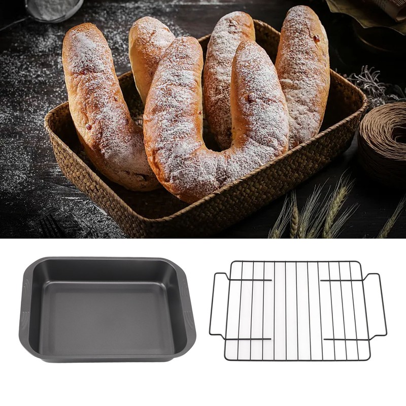 Roast Pan with Rack Rectangle Broiling Pan Carbon Steel Iron