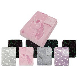 Emily´s Check Cuddly Blanket Glow in the Dark Soft and Fluffy 1261.1661 Approx. 100 x 150 cm Unicorn Pink