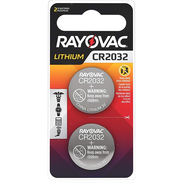 Rayovac CR2032 Battery, 3V Lithium Coin Cell CR2032 Batteries (2 Battery Count)