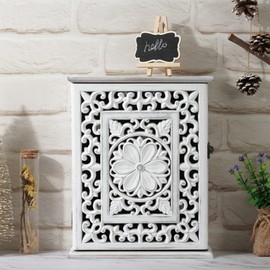 Optyuwah Key Holder for Wall Key Cabinet, Key Hooks Wall Mounted Key Hangers Rustic Decorative Wooden Key Rack with 6 Key Hooks for Home Office Entryway Hallway Bedroom Living Room