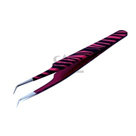 Stainless Steel Jeweler Style Tweezers #8A Pink Black Zebra Color Fine Point (A2Z)