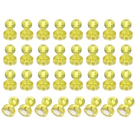 PATIKIL 32pcs Magnets Push Pins, 0.7x0.5 Strong Fridge Magnets Magnetic Whiteboard Decorative Thumbtacks for Refrigerator Locker Calendar Office, Yellow