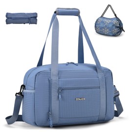 SPAHER Ryanair Cabin Bag 40x20x25 Foldable Travel Duffle Weekend Gym Bags for Women Men Waterproof Overnight Hospital Holdall Bag Handbag Small Carry on Underseat Hand Luggage Blue