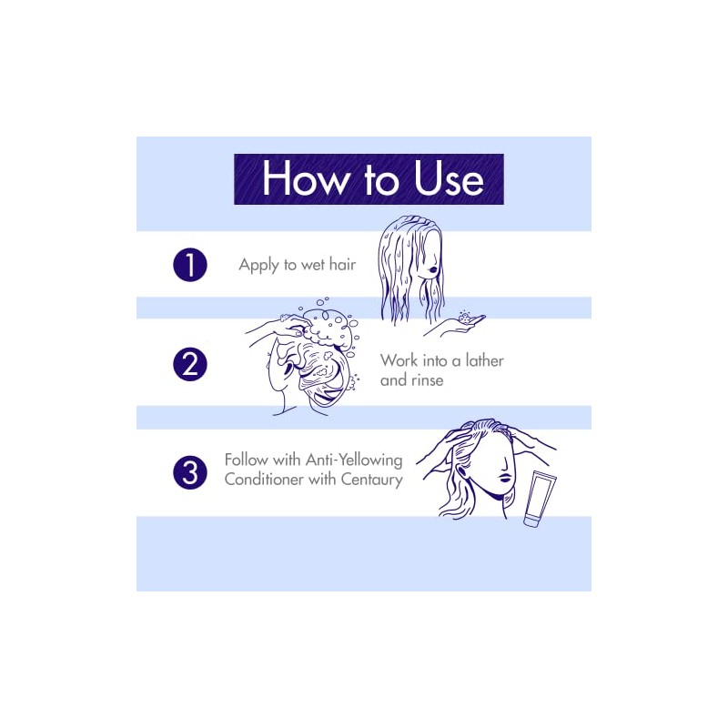 Klorane Plant-Based Purple Shampoo with Centaury, Brightens Blonde, Platinum, Silver,