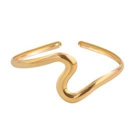 Caiyao Simple Swirl S-shape Boho Upper Arm Bracelet Cuff Bangle Gold Silver Adjustable Armband Jewelry for Women Jewelry-Gold