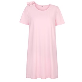 AVIIER Hospital Gowns for Women Open Back Tear Away Snaps 100% Cotton Nightgown Post Shoulder Surgery Dress Adaptive Clothing Pink L
