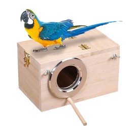 DEDC Budgie Wooden Breeding Box Bird Breeding Box Budgie House Parakeet Nesting Box Bird House Bird House Pet Accessories for Parakeets, Love Birds, Parrots 12 x 12 x 19.5 cm (Small)