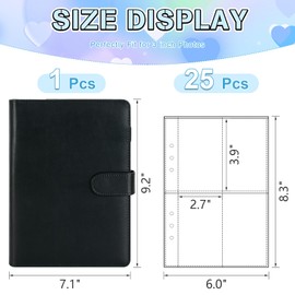 A5 Kpop Photocard Binder, Trading Card Binder, 6 Ring Binder Album with 200 Card Slots, PU Leather Binder Cover with Magnetic Buckle Closure for Organizing Trading Cards (Black)