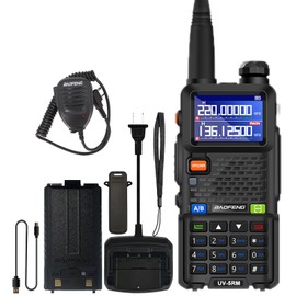 BAOFENG UV-5RM Two Way Radio Multi-Band Long Range Walkie Talkie NOAA USB-C Charging Upgrade of UV-5R Ham Radio Air Band 1.77in LCD Screen with Speaker Microphone