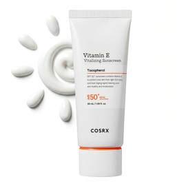 COSRX Vitamin E Vitalizing Sunscreen,SPF 50 Broad Spectrum Face Sunscreen, Lightweight, Non-Sticky, No White Cast, Vitamin E for Antioxidant Care, For All Skin Tones, Korean Skincare, 1.69 fl oz