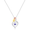 Mom Birthstone Silver Necklace for Women: 925 Sterling Silver Sapphire