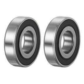 sourcing map 16001-2RS Deep Groove Ball Bearing, 2pcs 12mm x 28mm x 7mm Hign Carbon Chrome Steel Z3 Double Rubber Sealed Bearing