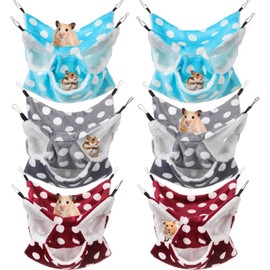 Sadnyy 6 Pieces Guinea Pig Rat Hammock Three Layer Ferret Bed Small Animal Hanging Pet Cage Hammock for Chinchilla Rat Sugar Glider Squirrel Reptiles(Lively Pattern)