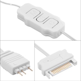 YAODHAOD Mini ARGB Controller 3‑Pin RGB 5V Controller, Built-in Light Mode,SATA Power Supply RGB Controller for PC Fan, Light Strip,Water/Air Cooled Radiator (White)